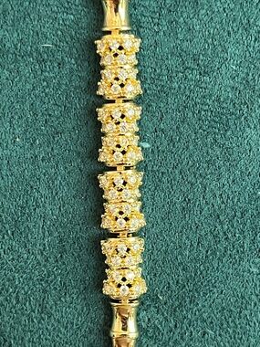 Gold-filled CZ Accent Women's Bracelet - Elegant!  7.5” Bamboo style
